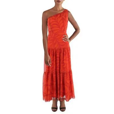 Женское оранжевое многоярусное платье макси на одно плечо Taylor 6 BHFO 4284