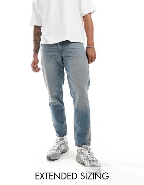 Классические жесткие джинсы среднего синего цвета ASOS DESIGN