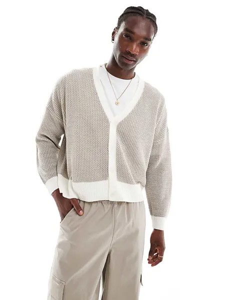 Укороченный кардиган оверсайз с контрастными деталями ASOS DESIGN