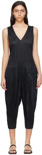 Черный пушистый базовый комбинезон Pleats Please Issey Miyake