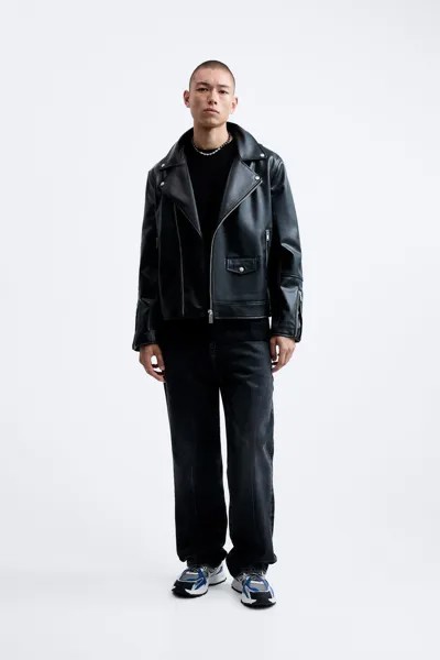 Куртка из искусственной кожи Zara, черный