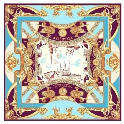Платок Русские в моде by Nina Ruchkina Казань драгоценная голубой/фиолетовый/золотистый