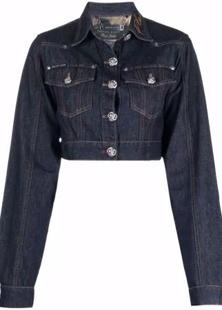 Philipp Plein укороченная джинсовая куртка Chains