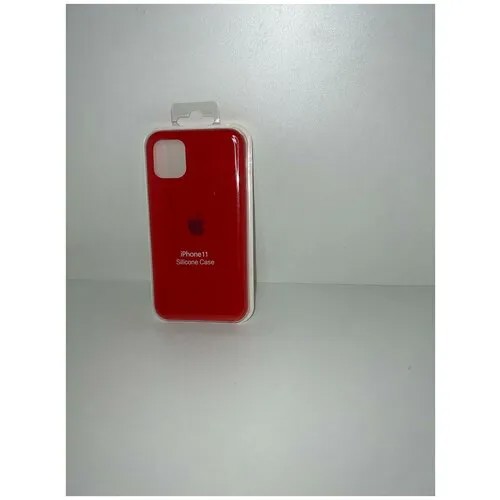 Чехол силиконовый для iPhone 11 с логотипом Apple, красный/ Чехол на Айфон 11