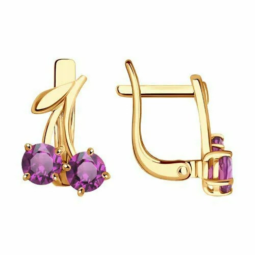 Серьги Diamant online, золото, 585 проба, родолит, розовый
