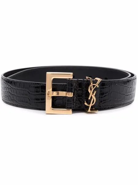 Saint Laurent ремень с тиснением под кожу крокодила