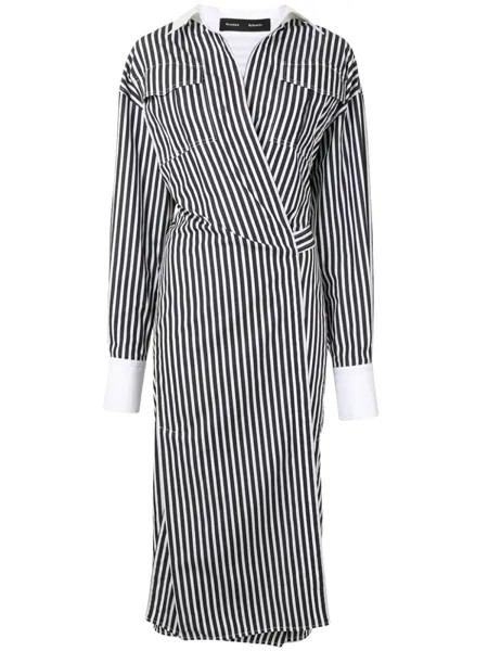 Proenza Schouler платье-рубашка в полоску с запахом, черный