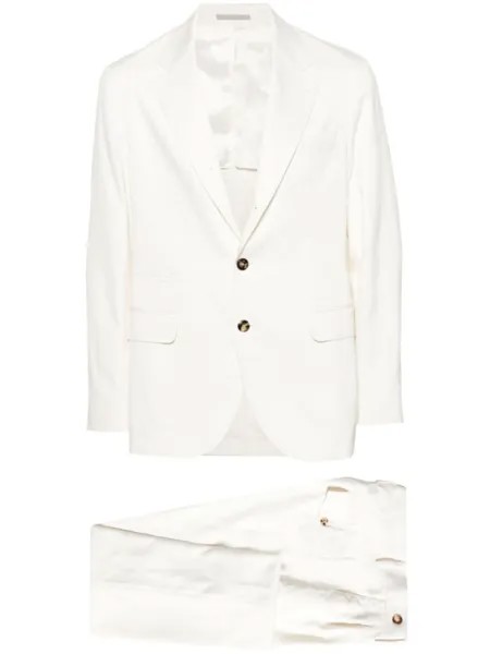 Brunello Cucinelli шелковый костюм с однобортным пиджаком, белый