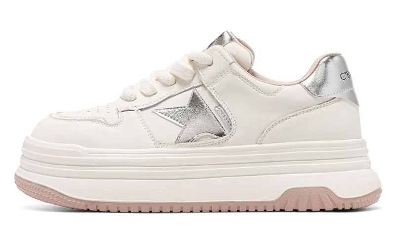 Кроссовки C°BANNER Skateboarding Shoes Women's Low-top Silver, серебряный