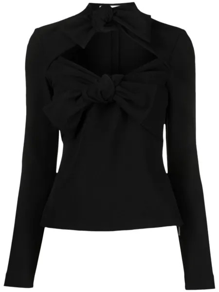 MSGM топ с длинными рукавами и бантом, черный