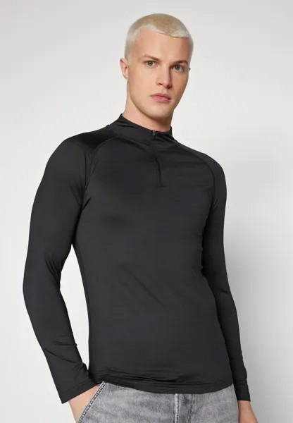 Футболка с длинным рукавом MUSCLE FIT LONG SLEEVE With ZIP UNISEX YOURTURN, черный