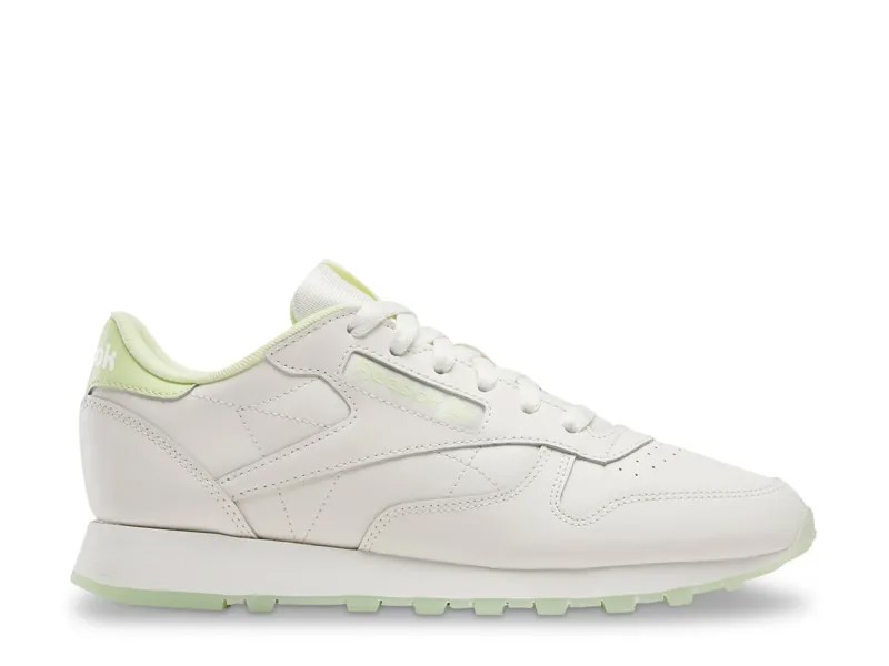 Кроссовки Reebok Classic Leather, айвори/зеленый