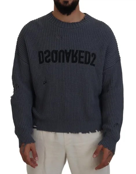 Свитер DSQUARED2 Серый мужской рваный вязаный пуловер IT48/US38/M Рекомендуемая розничная цена 1340 долларов США