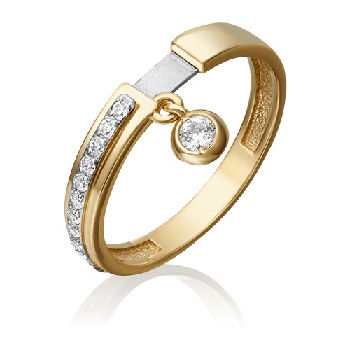 PLATINA jewelry Золотое кольцо с фианитами 01-5285-00-401-1121-48, размер 16