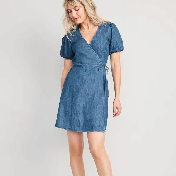 Платье Old Navy из шамбре с запахом, размер L