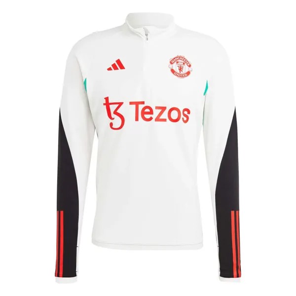 Мужская белая футболка Manchester United Training с молнией на четверть AEROREADY adidas