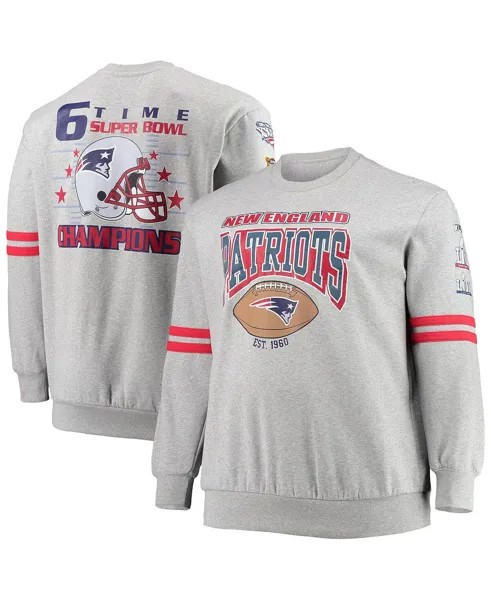 Мужская серая меланжевая толстовка new england patriots big and tall с принтом по всей поверхности Mitchell & Ness, мульти