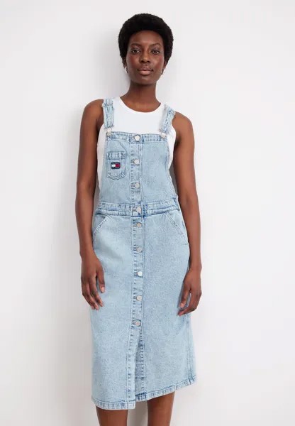 Джинсовое платье Dungaree Midi Dress Tommy Jeans, цвет denim light