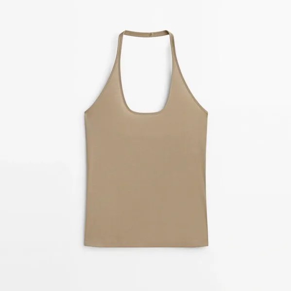 Майка Massimo Dutti Cotton Halter, бежевый