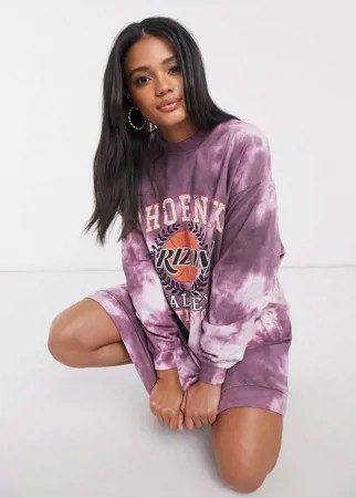 Платье-свитшот в стиле oversized с принтом ASOS DESIGN-Фиолетовый цвет