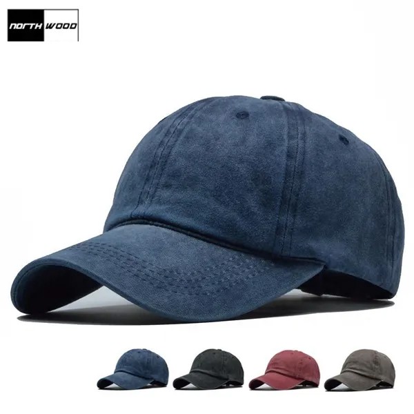 [НОРТВУД] Унисекс Сплошная вымытая бейсболка Хип-хоп Snapback Caps Dad Hat Trucker Caps