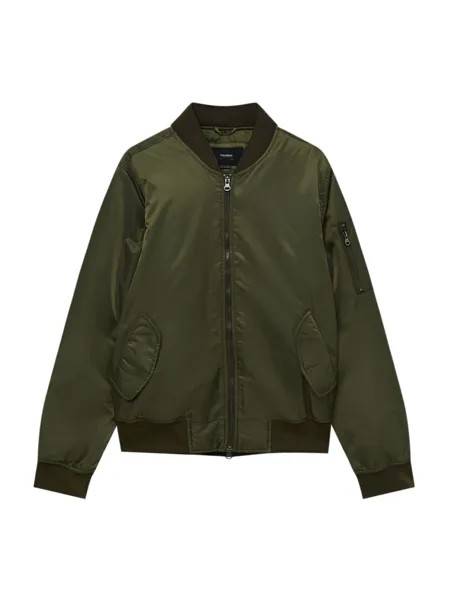 Межсезонная куртка Pull&Bear, темно-зеленый