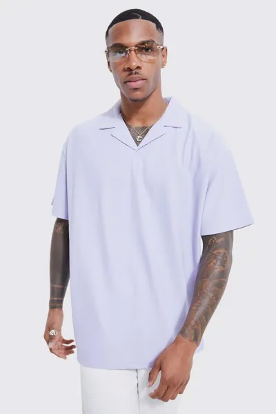 Поло oversize ottoman rib revere Boohoo, сиреневый