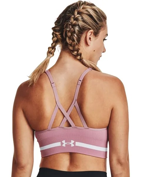 Бюстгальтер Under Armour Seamless Low Long Bra, цвет Pink Elixir/Pink Elixir/White