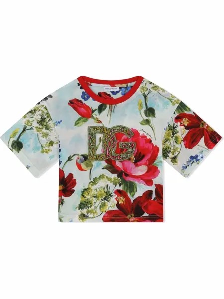 Dolce & Gabbana Kids футболка с вышитым логотипом