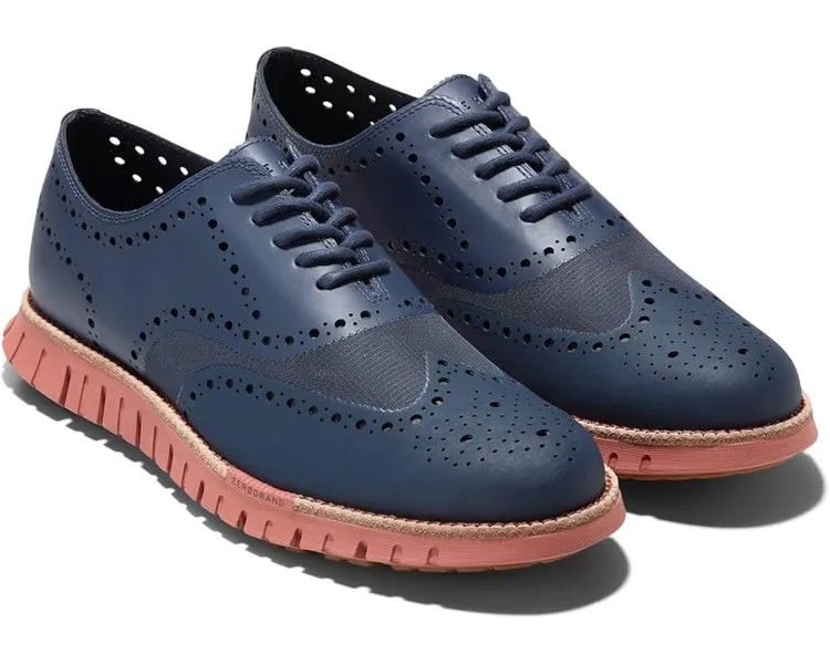 Оксфорды Cole Haan Zerogrand Remastered No Stitch Wingtip, цвет Navy/Redwood