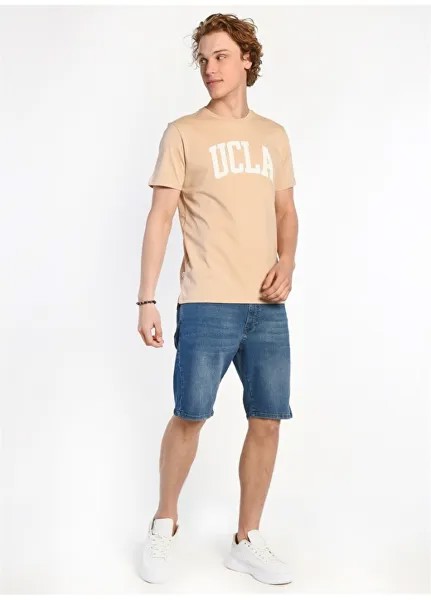 Бежевая мужская футболка с круглым вырезом Ucla