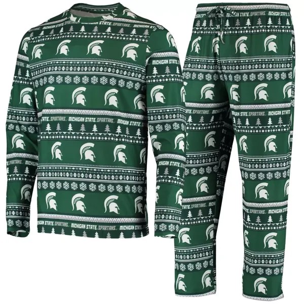 Men's Concepts Sport Green Michigan State Spartans Ugly Sweater вязанный комплект из топа и брюк с длинными рукавами