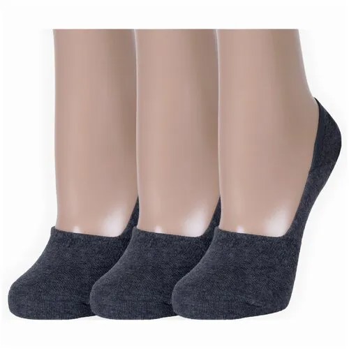 Подследники RuSocks, 3 пары, размер 23-25 (38-40), серый