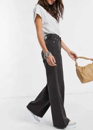 Черные выбеленные широкие джинсы со средней посадкой Dr Denim Aiko-Серый