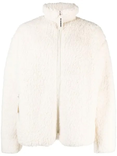 Jil Sander фактурная толстовка на молнии, нейтральный цвет