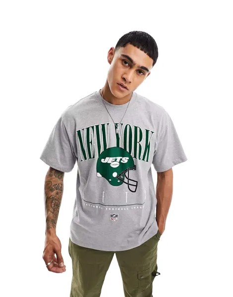 Серая футболка Pull&Bear New York Jets