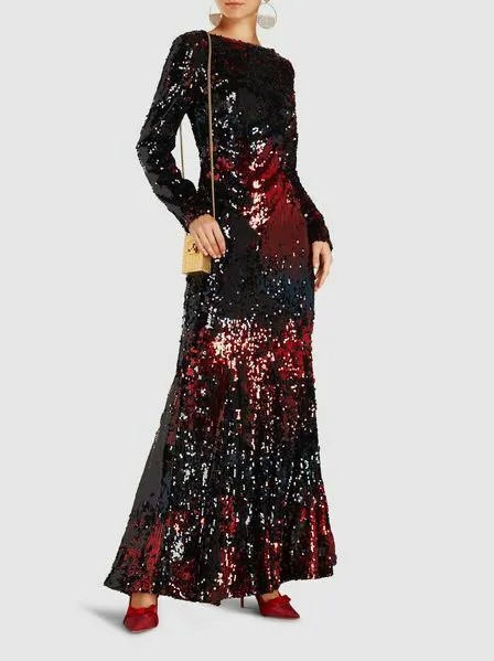 Гламурное платье LORENA NEW TALBOT RUNHOF красно-черного цвета с блестками Vulcano 4 34