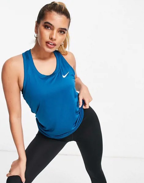 Голубая майка-борцовка Nike Training Dri-FIT-Голубой
