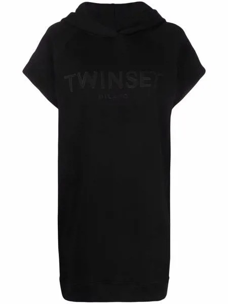 TWINSET logo-embroidered hooded sweatshirt
