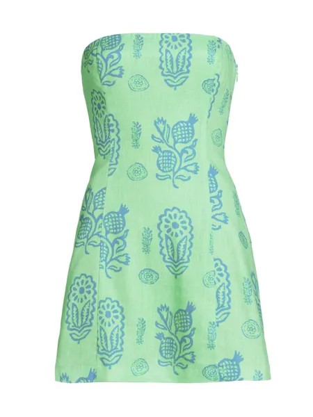 Льняное мини-платье без бретелек с цветочным принтом Giovanna RHODE