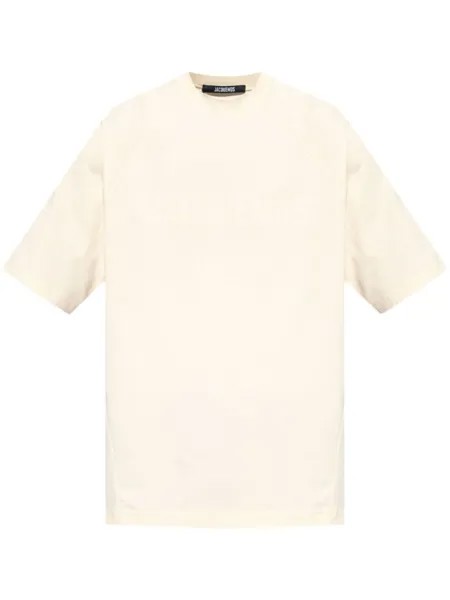 Jacquemus хлопковая футболка с логотипом, нейтральный цвет