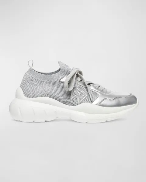 Трикотажные низкие кеды 5050 с эффектом металлик Stuart Weitzman, цвет Grey/Silver