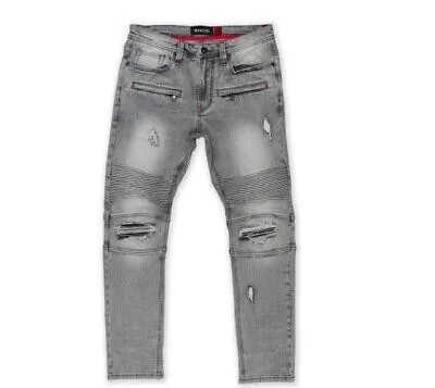 Мужские байкерские джинсы Makobi Maui с контрастной накладкой - 36x34