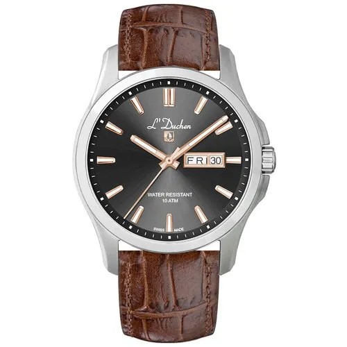 Наручные часы L'Duchen Quartz, коричневый, серый