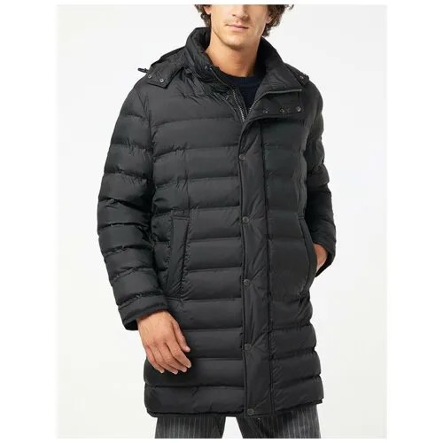 Куртка Pierre Cardin, демисезон/зима, силуэт прямой, капюшон, размер 54, черный