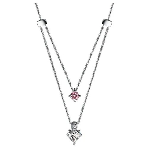 Колье сердце алькор из родированного серебра c фианитами premium quality