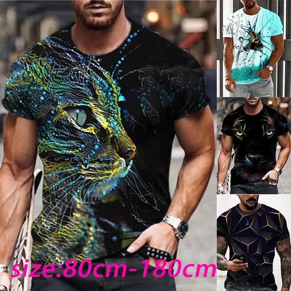 Новая летняя мужская модная футболка личность свирепый тигр принт мужская футболка топ