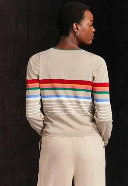 Джемпер CREW NECK LONG SLEEVE PATTERN, REGULAR FIT Next, цвет Neutral With Rainbow Stripe