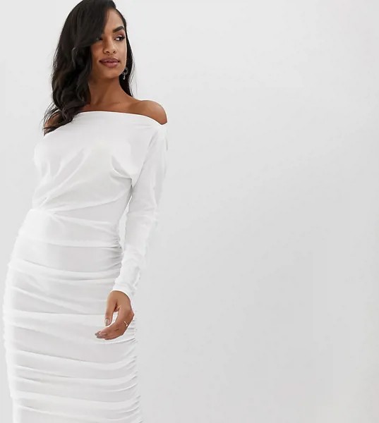Белое трикотажное платье миди с длинными рукавами Scarlet Rocks-Белый