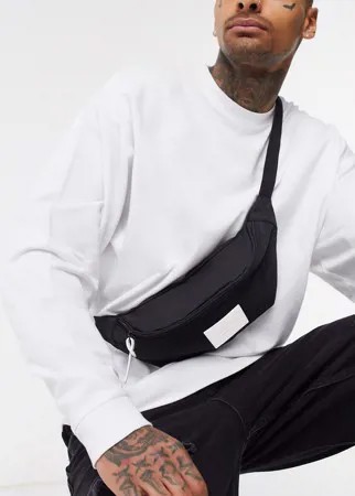 Черно-белая сумка-кошелек на пояс с нашивкой-логотипом ASOS DESIGN-Черный
